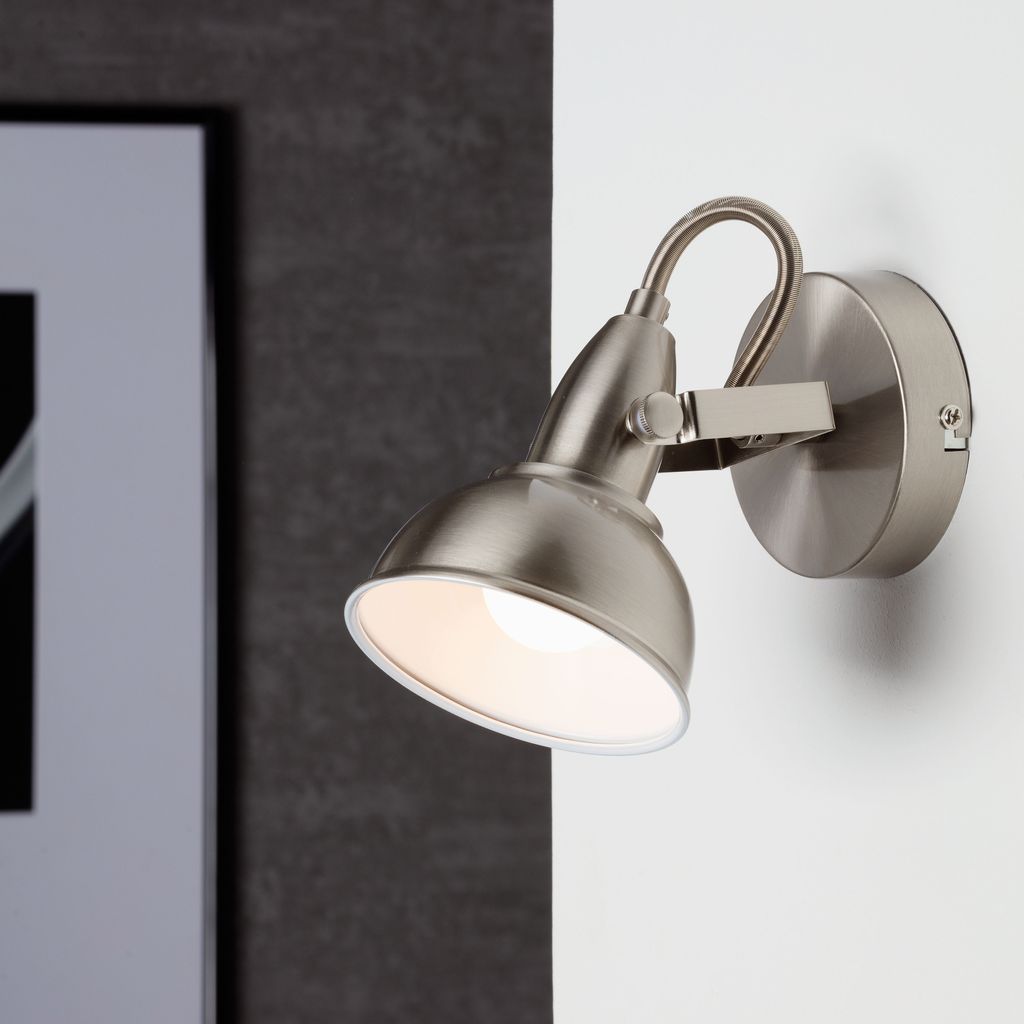 Wandstrahler Retrodreh-& schwenkbarem Spot 1xE14 40W Metall Satin-Weiß Briloner 5