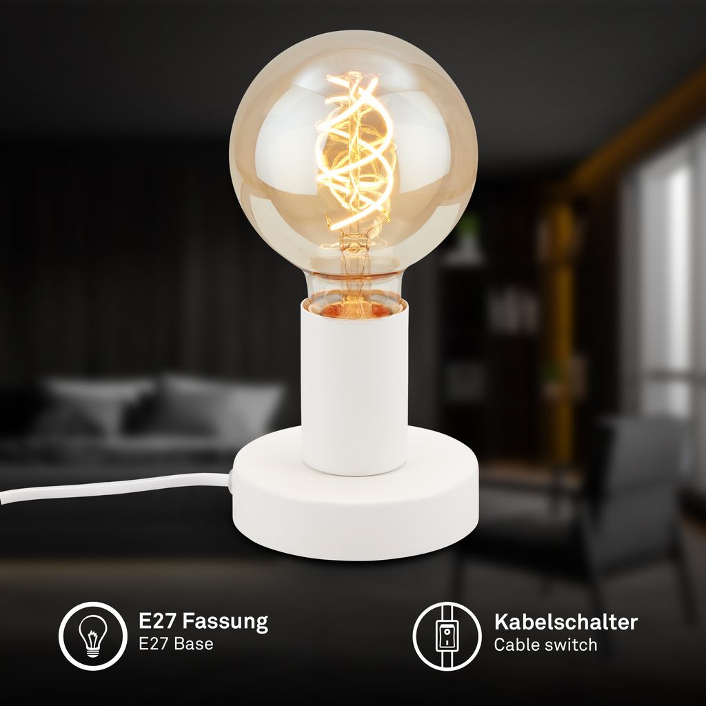 Tischleuchte BRILONER LEUCHTEN TEEPU. 10 W. IP20. weiß. Metall. exkl. 1x E27. Ø 10 cm 2