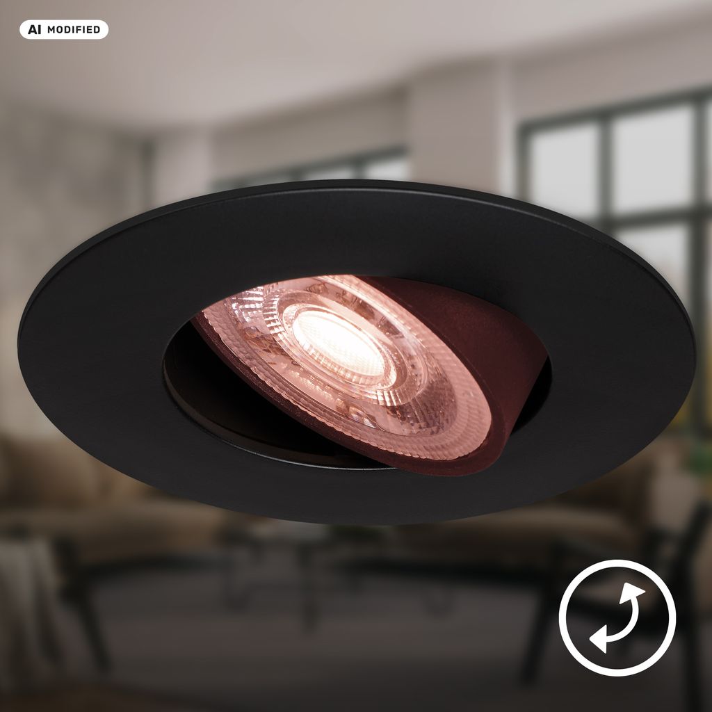 Dimara LED Einbaustrahler 68mm 3er Set - 230V, 4,9W, 460lm, CTS Schalter, Schwarz