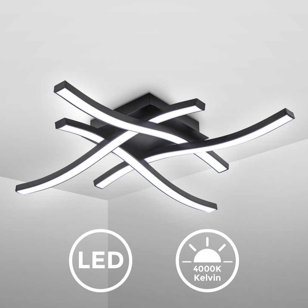 Deckenlampe 42,5x42,5 cm - 20W, 2200lm, LED, neutralweiß, schwarz