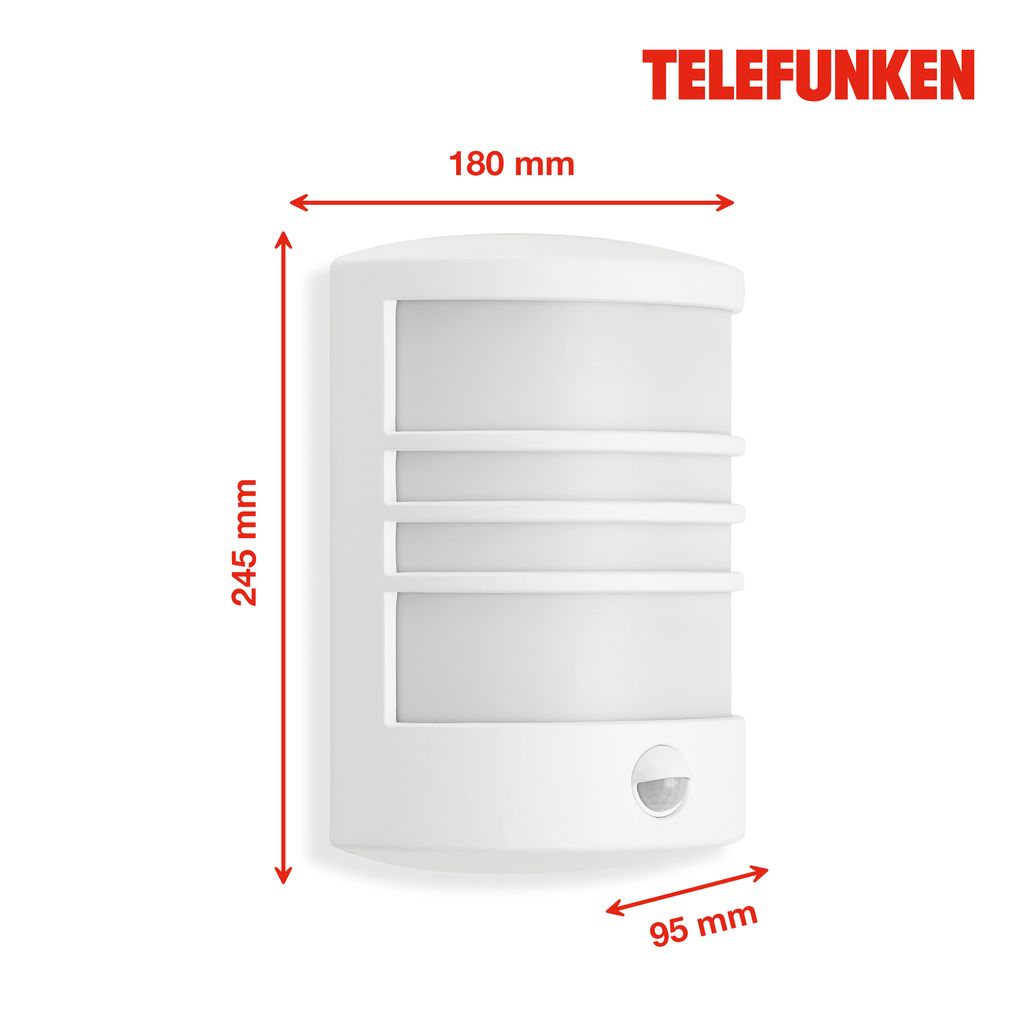 LED Außenleuchte Außenlampe IP44 12W weiß Metall-Kunststoff Telefunken 7