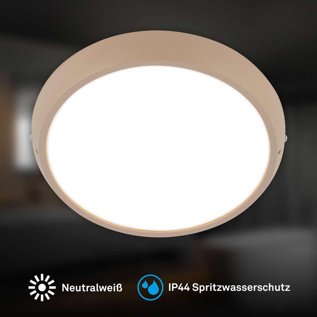 Navaro Deckenleuchte Ø27,5 cm - 18W, 1900lm, Neutralweiß, IP44, Beige