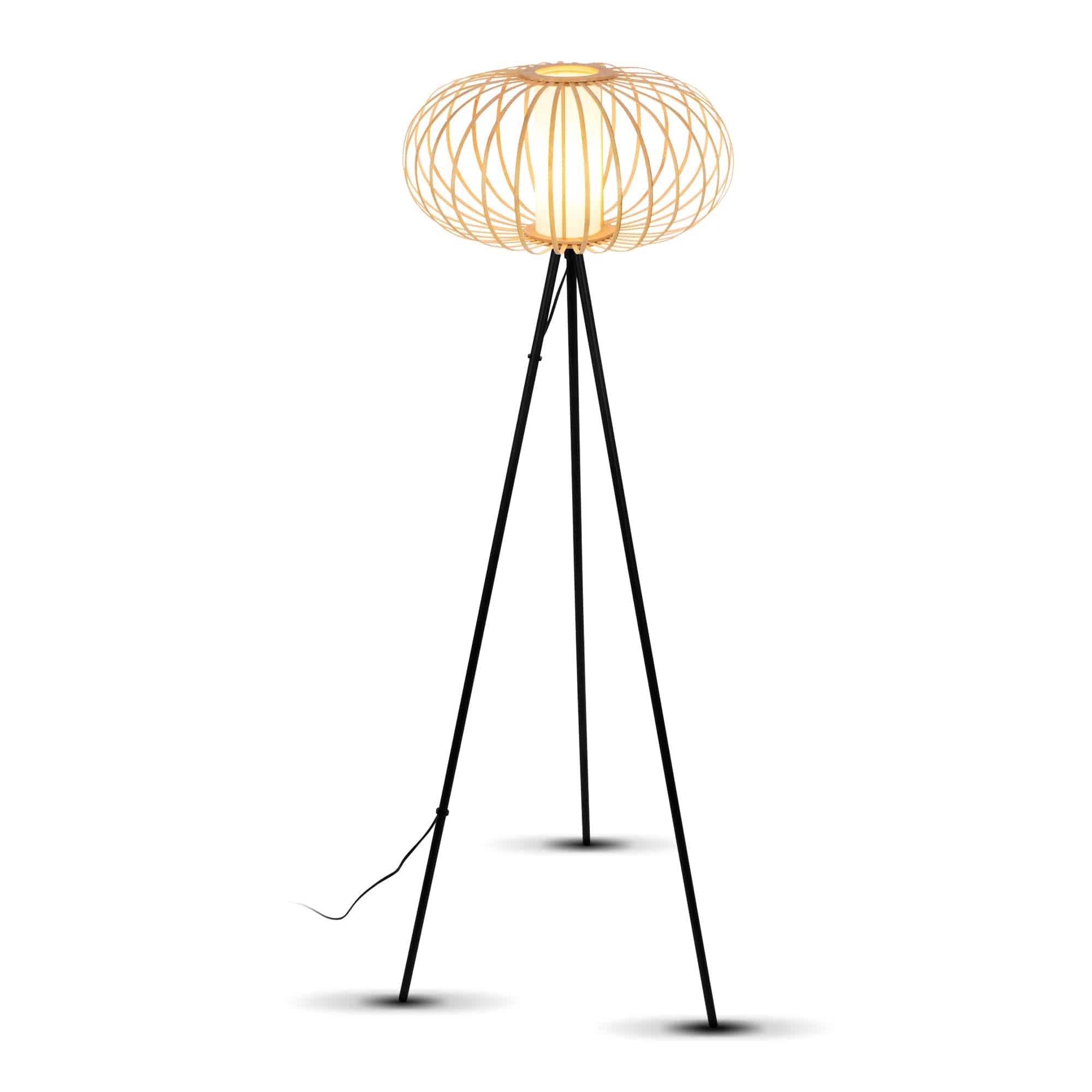 Staande lamp, 153 cm, 1x E27, max. 10W, houten kleuren