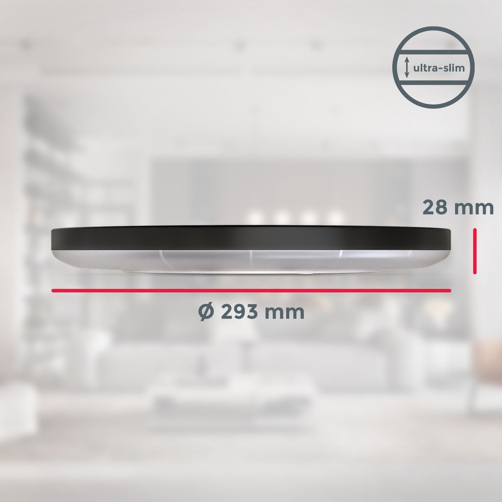 LED Panel Ø29,3 cm - 18W, 2400lm, flach, backlight, neutralweiß, schwarz