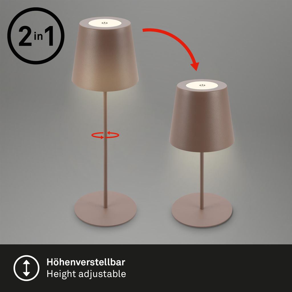 Tischlampe Akku Tischleuchte Kabellos Touch höhenverstellbar Akku tauschbar 2