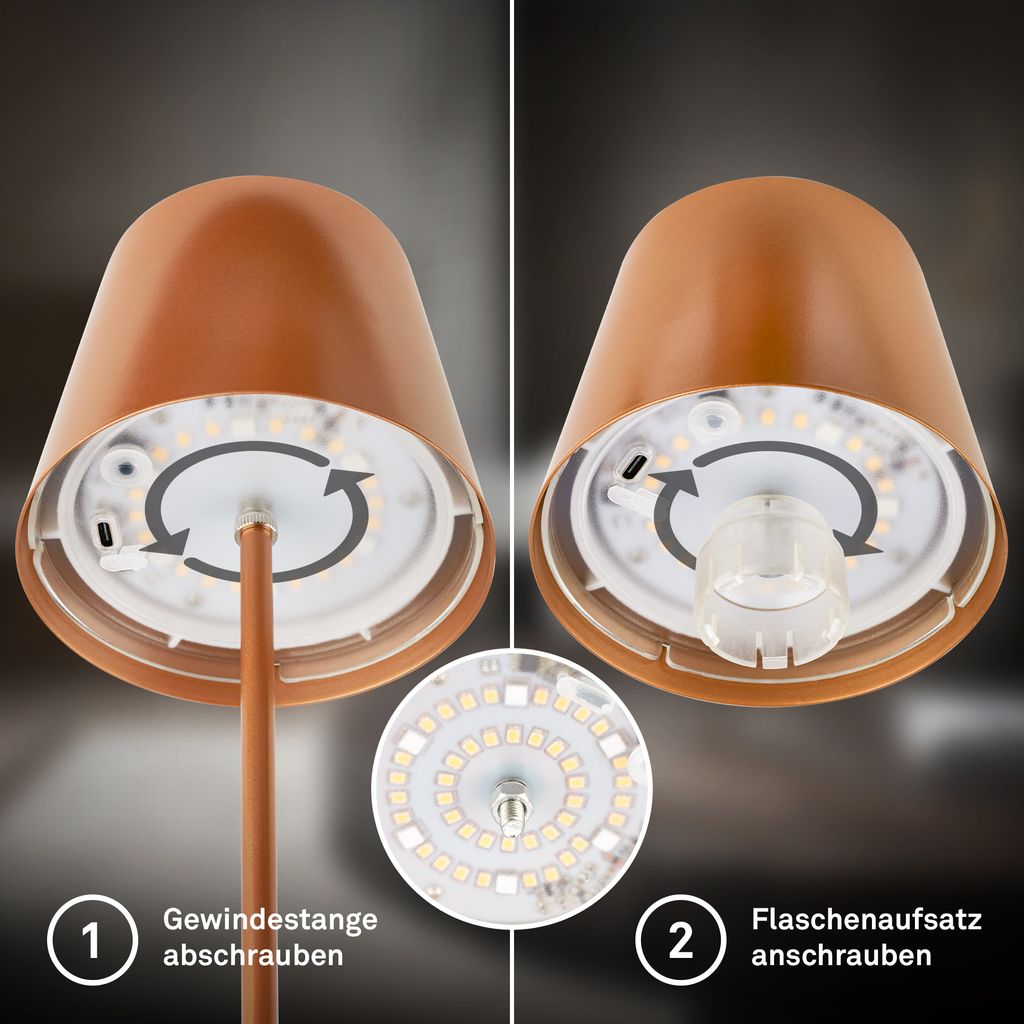 LED Tischlampe Akku LED Tischleuchte Dimmbar Kabellos Terrasse RGB Touch 6