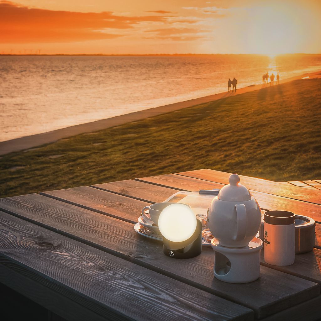 Briloner Sora Mini LED Tischlampe kabellos IP54, Dimmbar, Touch, Schwarz