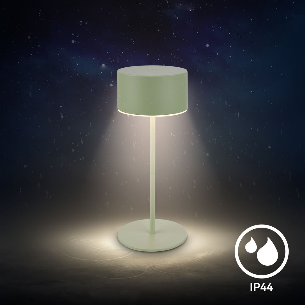 Kira Table Lamp - 2.6W, 150lm, Rechargeable Battery, LED, Touch Control, Dimmable, Sage Green