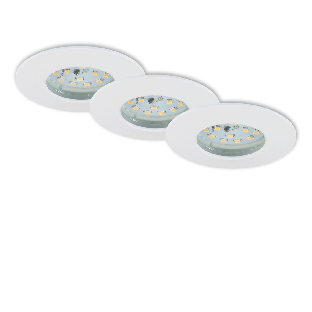 LED Einbauleuchten Dimmbar 3er Set IP44 5.5 W weiß Kunststoff Briloner 0