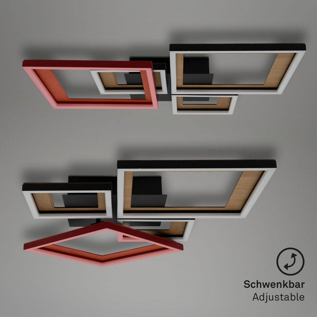 LED Deckenleuchte, 53 cm, LED-Platine, 24 W, 120 lm, schwarz-holz
