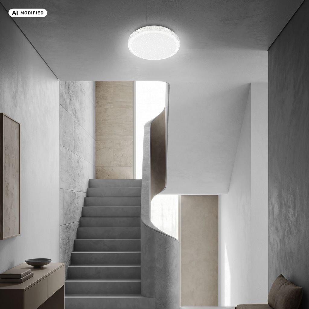 Astro Deckenleuchte Ø26,5 cm - 12W, 1400lm, LED, Sternenhimmel, Kristalloptik, Weiß