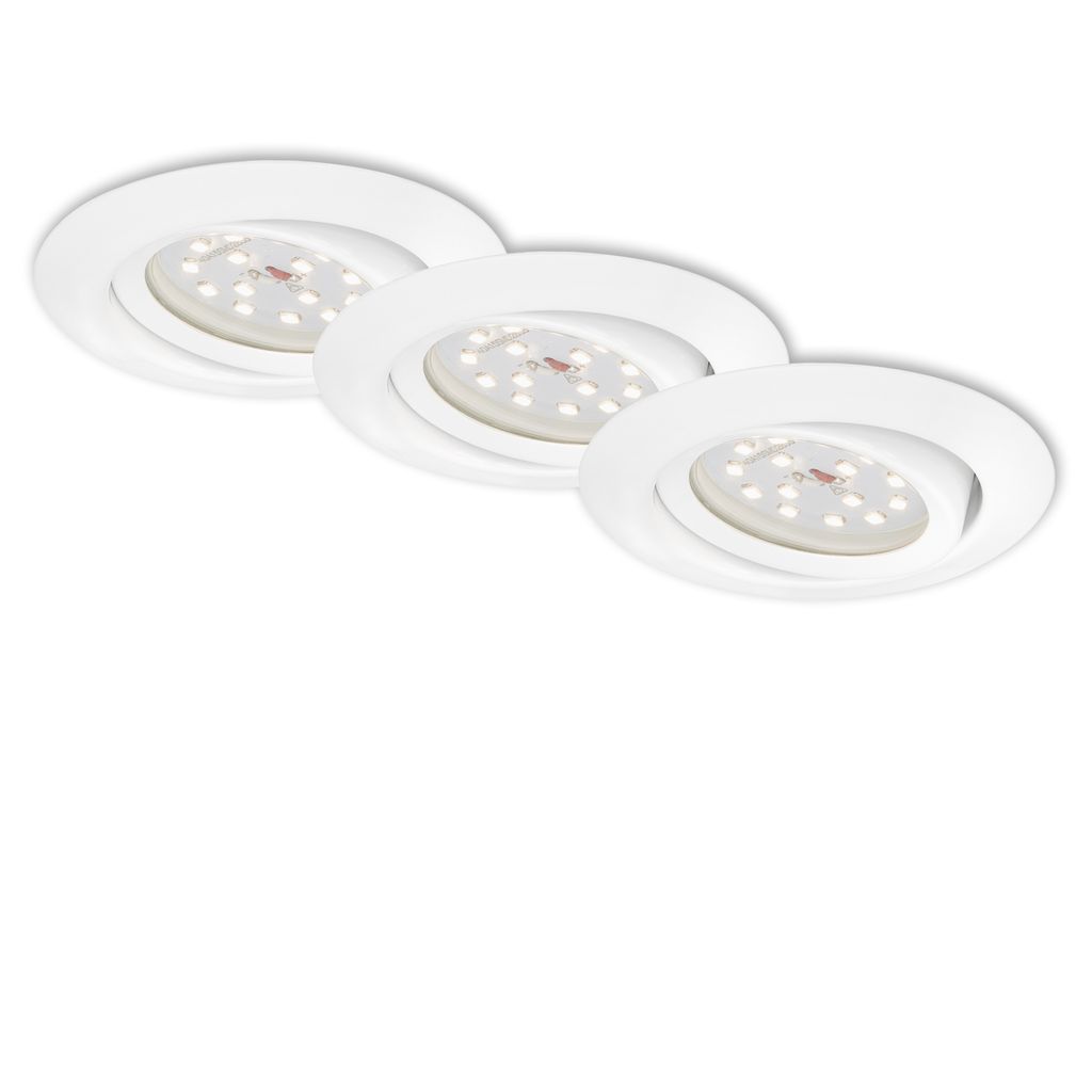 3er Set LED Einbauleuchte. Ø 8.2 cm. 3.5 W. Weiß. Briloner Leuchten 0