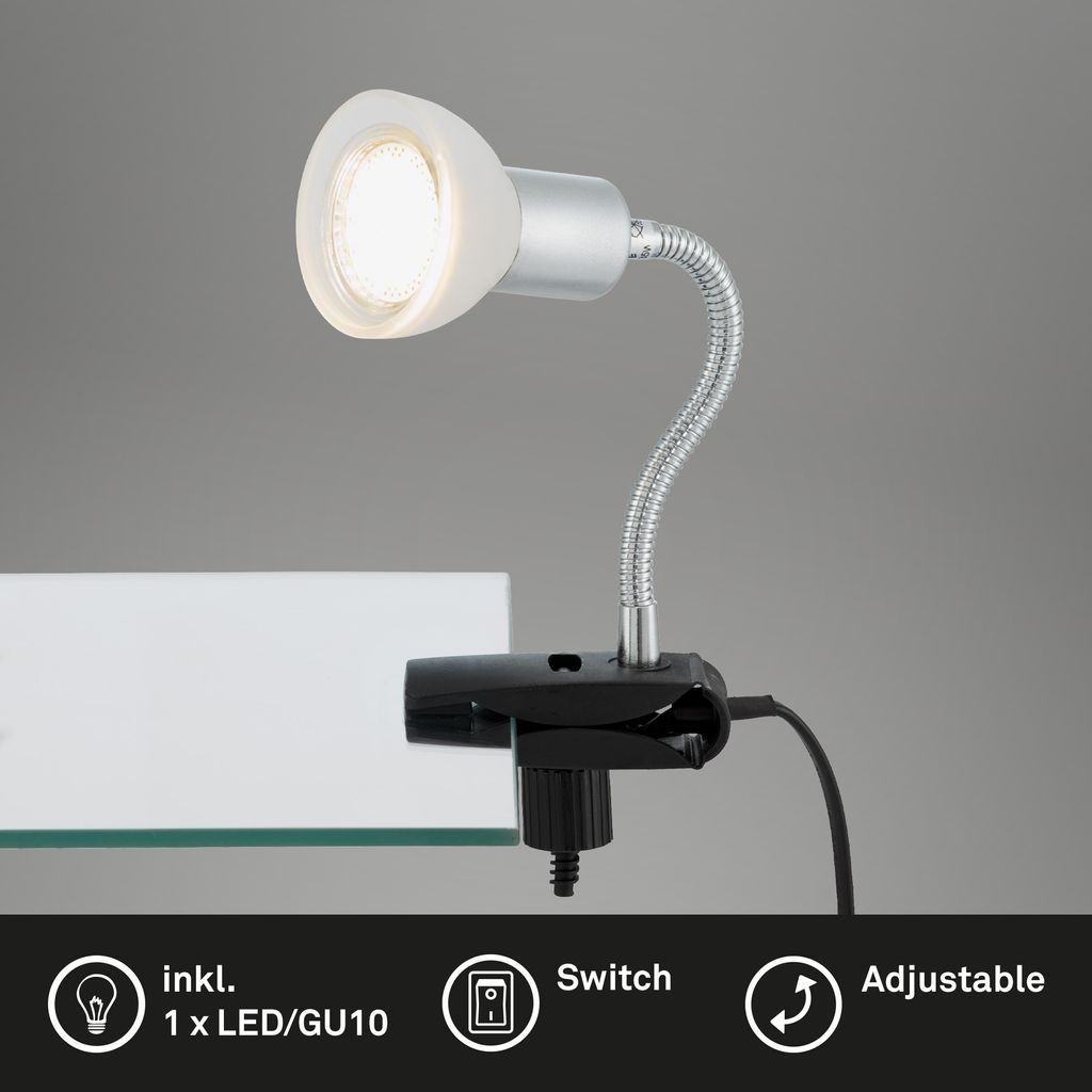 Flexible Klemmleuchte 34 cm 1xGU10 3W 250lm titan-weiß