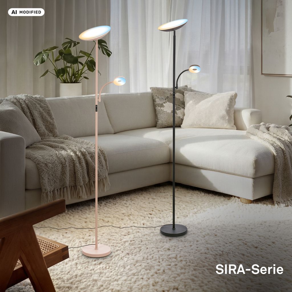 Sira Stehlampe - Dimmbar, LED, Lesearm, CCT, Schwarz