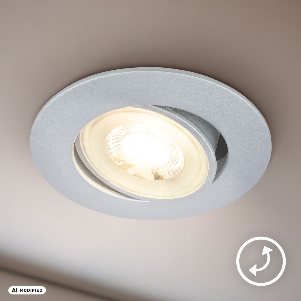 Show LED Einbaustrahler 68mm 3er Set - 230V, 4,9W, 480lm, LED, Dimmbar, Warmweiß, Chrom-matt