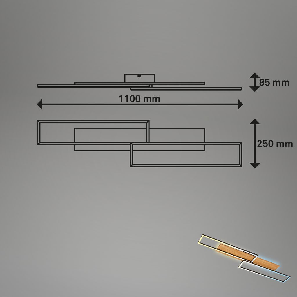 Cornice LED Deckenlampe, Dimmbar, 2 Frames, 4100lm, 38W, CCT Funktion, Fernbedienung, Schwarz