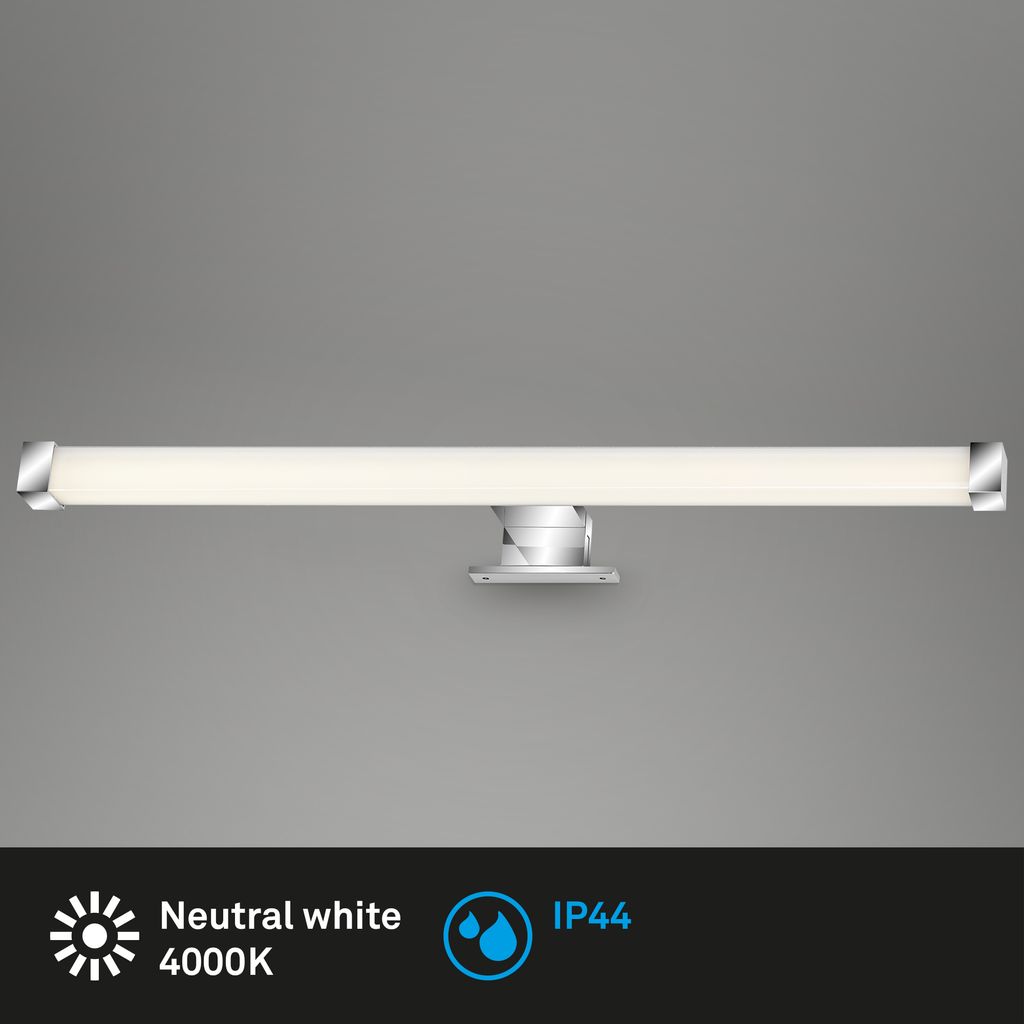 BRILONER REPENS Spiegelleuchte. IP44 Spritzwasserschutz. Neutralweißes Licht. 2 in 1 Montage. chromfarbig. 52.5 x 10.3 x 4 cm 1