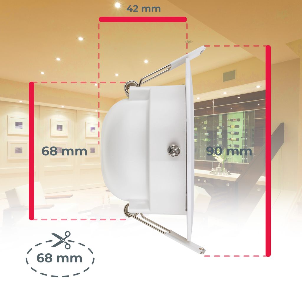 B.K.Licht - Set of 6 LED recessed spotlights 230V, swiveling LED spotlights for the bathroom IP65, LED ceiling spotlights, LED spots, ceiling spotlights, bathroom lamp, 9 x 4.2 cm (DxH), white