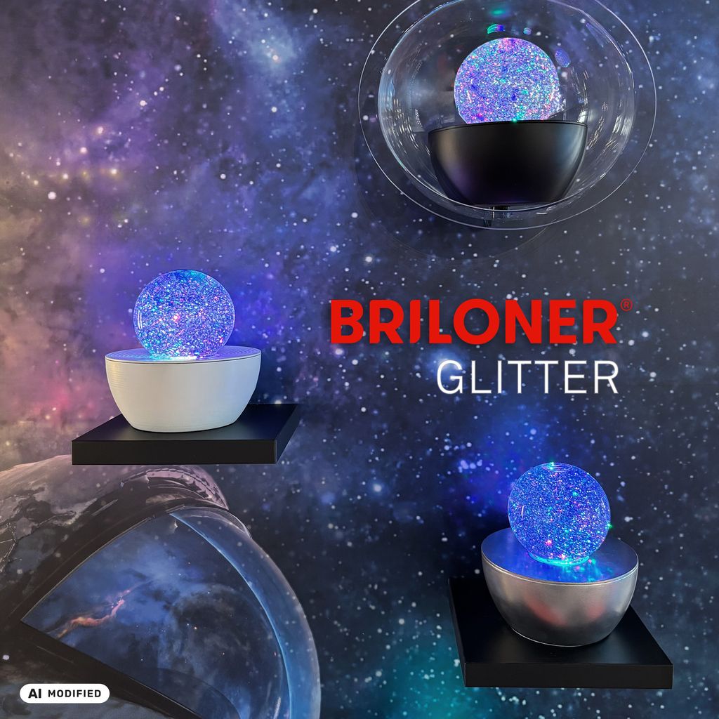 Glitter Tischlampe - 0,6W, RGB, Glitzerkugel, Altweiß
