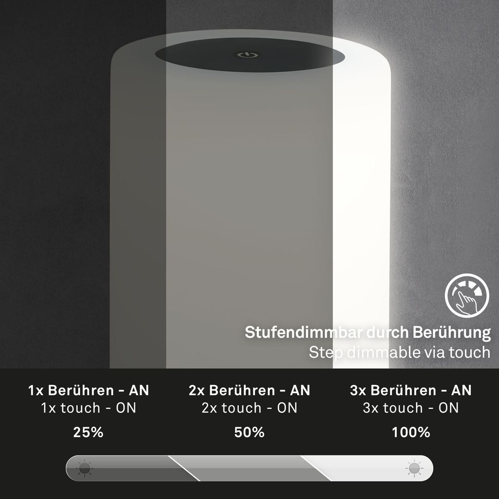 LED Akku Tischleuchte Ø12,5 cm, LED-Modul,  3W, 350 lm, schwarz