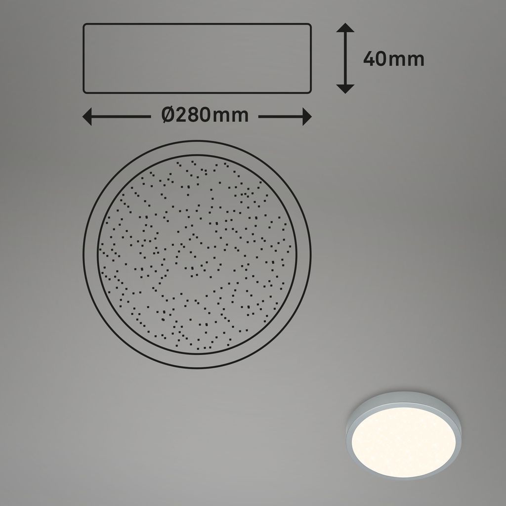 CCT LED Aufbauleuchte Ø 28 cm, LED-Platine, 18 W, 2000 lm, silber