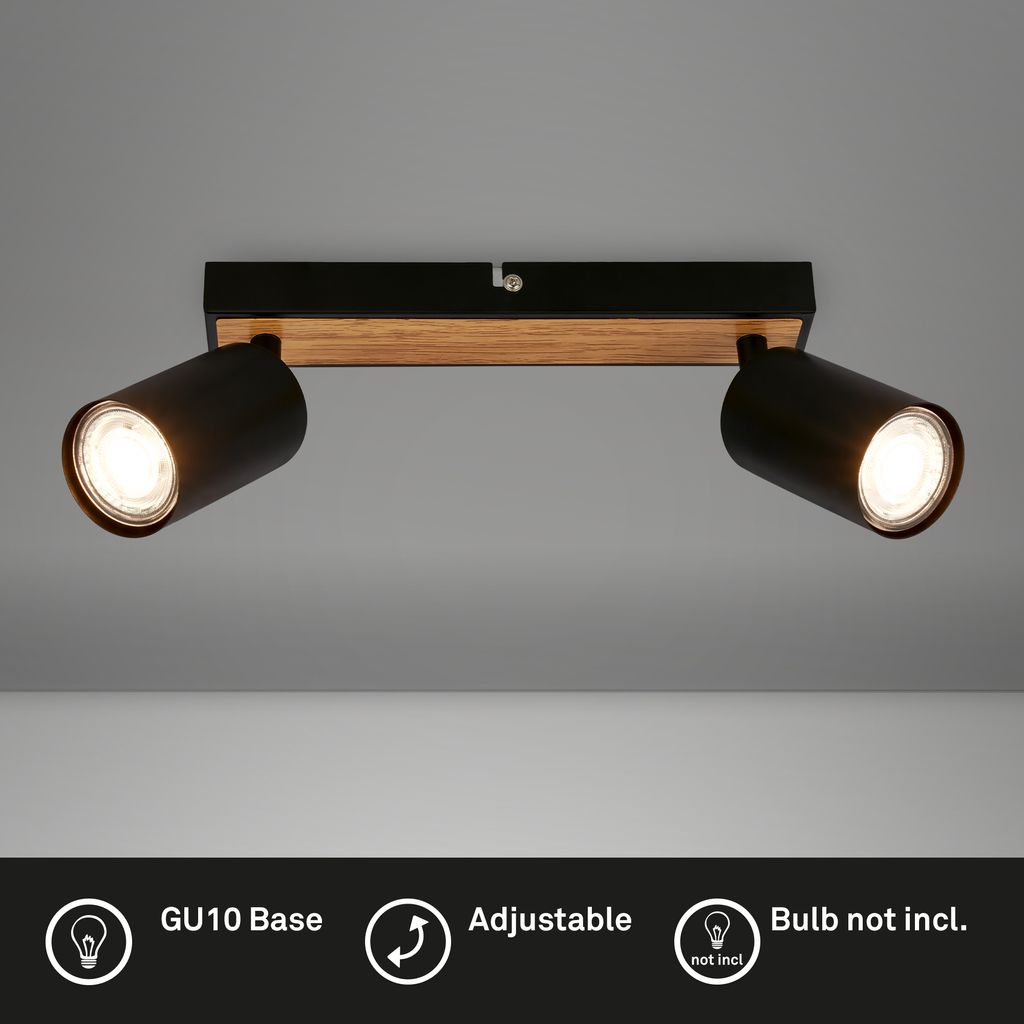 Deckenstrahler Deckenleuchte Deckenlampe Schlafzimmer Schwenkbar 2-flammig Holz 2