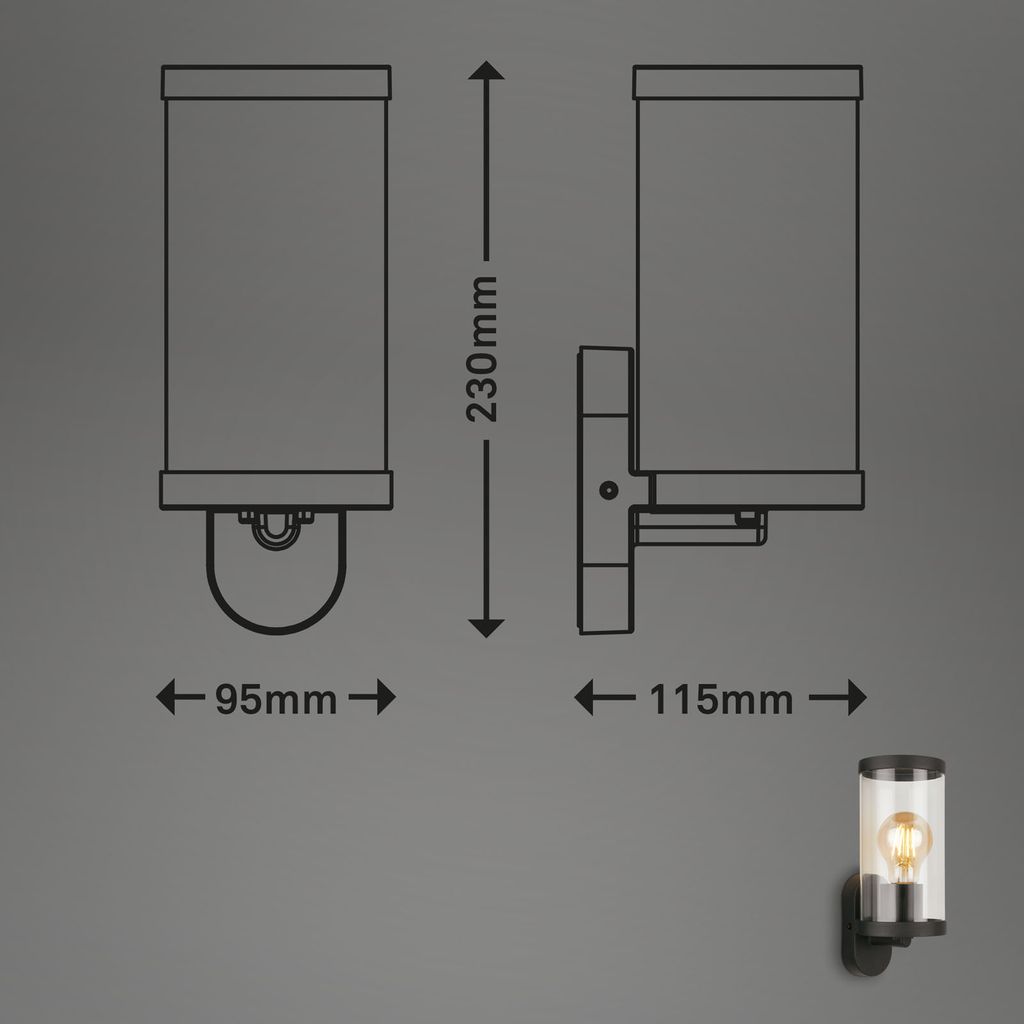 Außenleuchte, schwarz, 1x E27 exkl max 12W