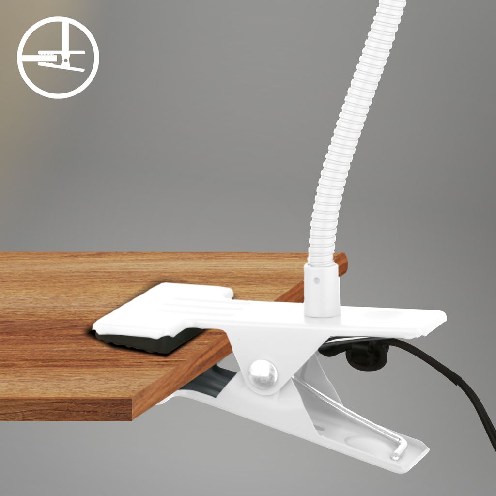 Briloner Fleks Schreibtischlampe, Schwenkbar, Klemmbar, Weiß