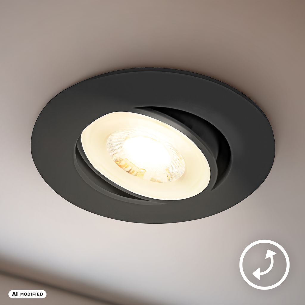 Show Einbaustrahler 68mm 3er Set - 230V, 4,9W, 480lm, LED, Warmweiß, Schwarz