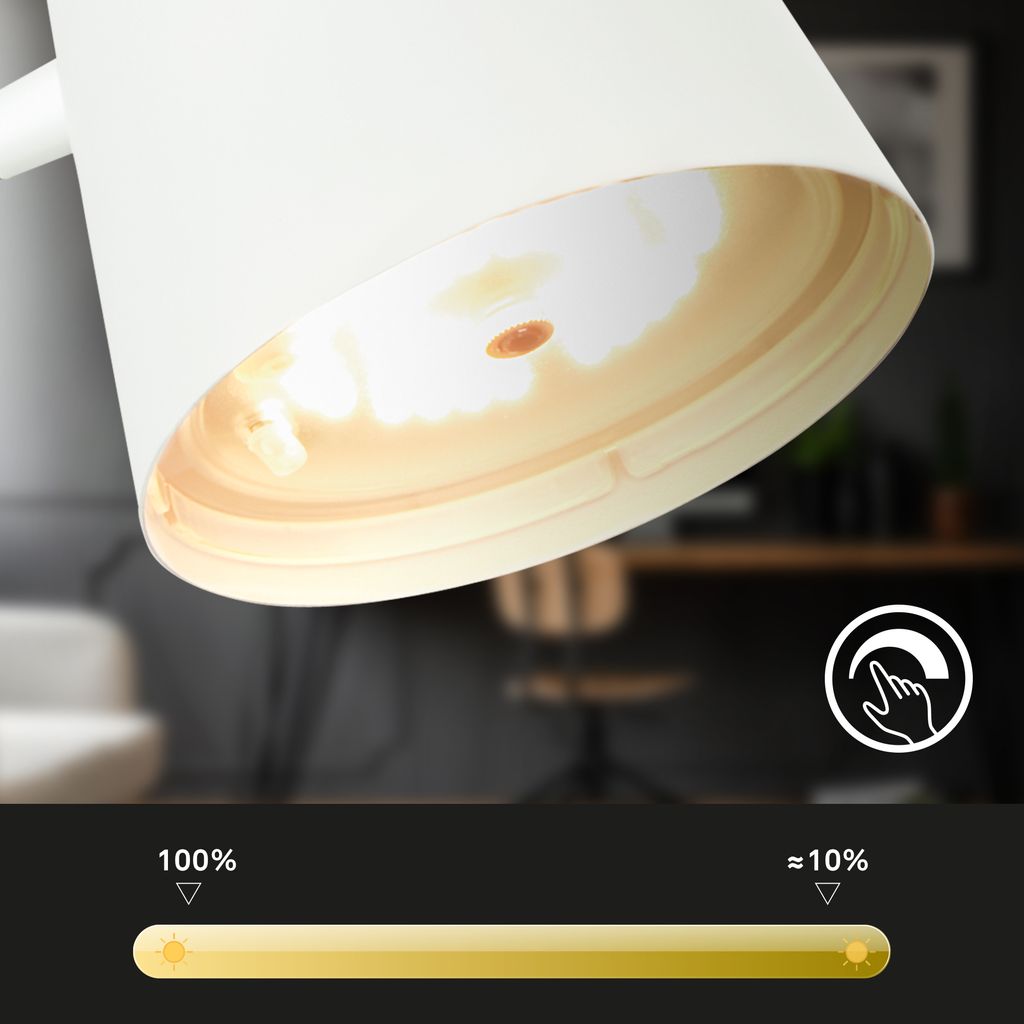 Briloner Biwo LED Tischlampe kabellos, Dimmbar, Schwenkbar, Weiß