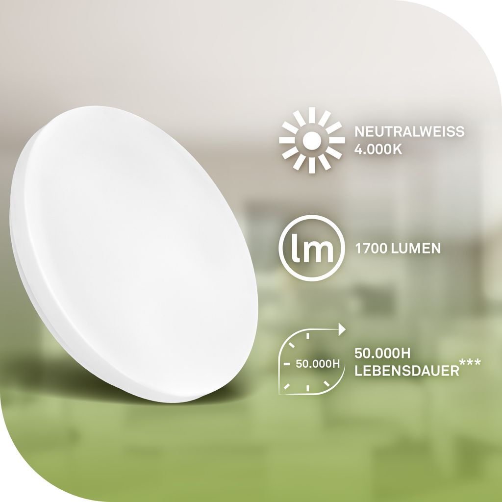 LED Ceiling Light Energy Efficient Class A 8W 1700lm Ultra Slim 29cm White