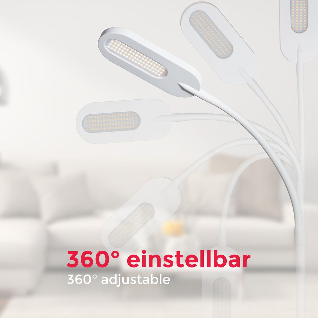 Stehlampe - 6,5W, 600lm, LED, dimmbar, touch, schwenkbar, CCT, Weiß