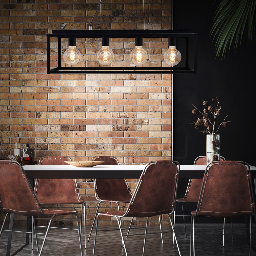 Pendelleuchte Pendellampe retro/vintage 4xE27 Metall schwarz 40W IP20 Briloner 10