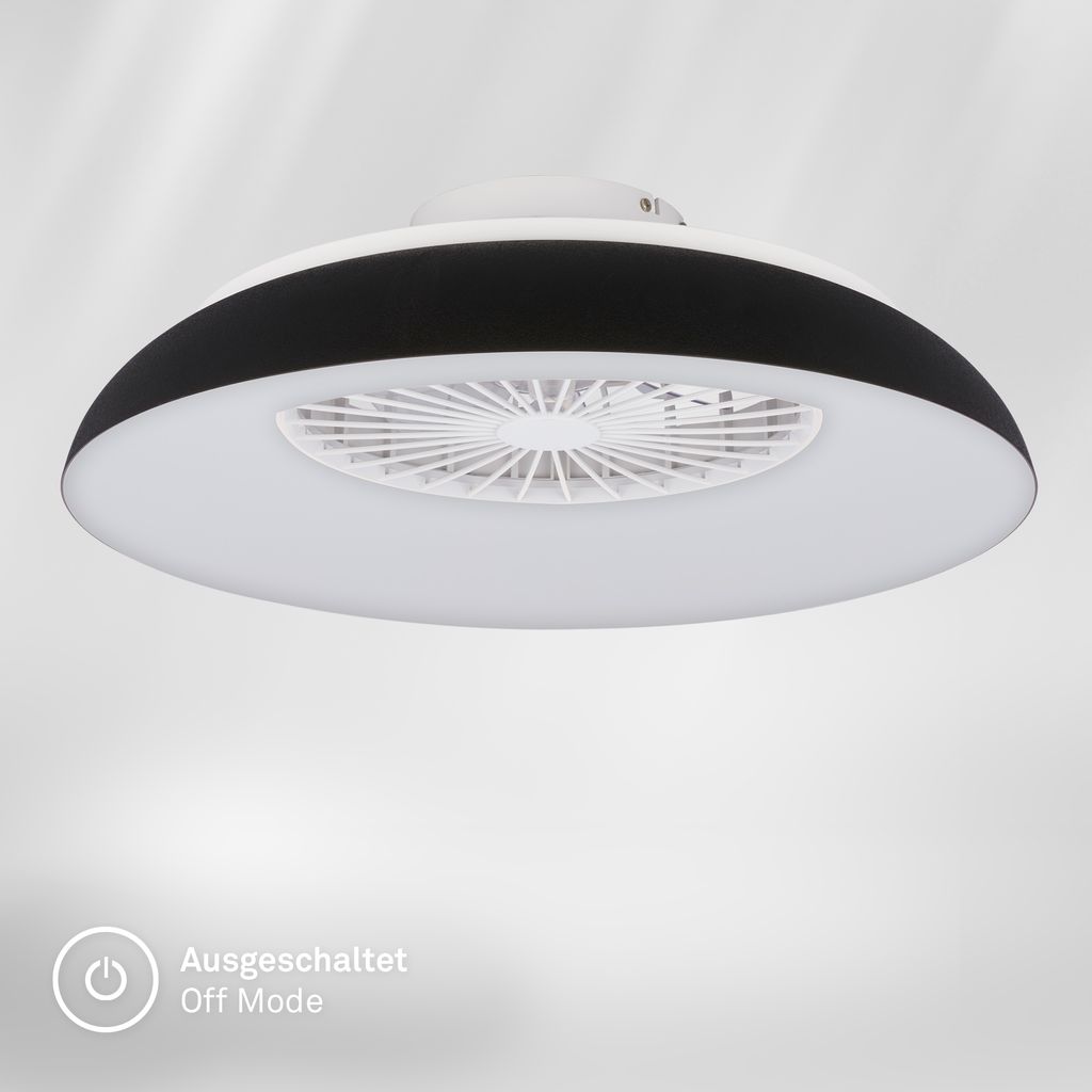 Windora Deckenventilator mit Beleuchtung - 36,5W, 3900lm, 5 Geschwindkeiten, CCT, Dimmbar, Schwarz, Weiß