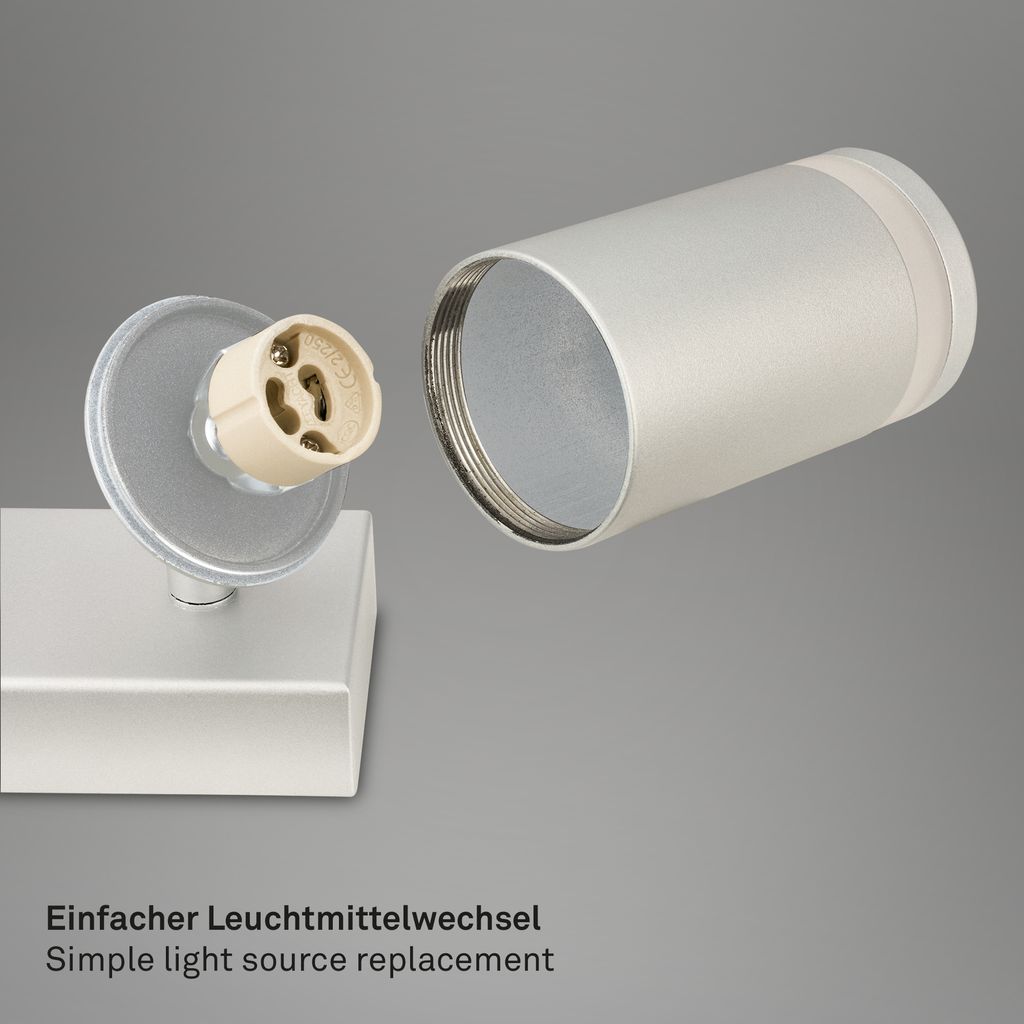Rub Deckenstrahler, Schwenkbar, Acrylapplikation, 4-flammig, 56cm Länge, Chrom-Matt