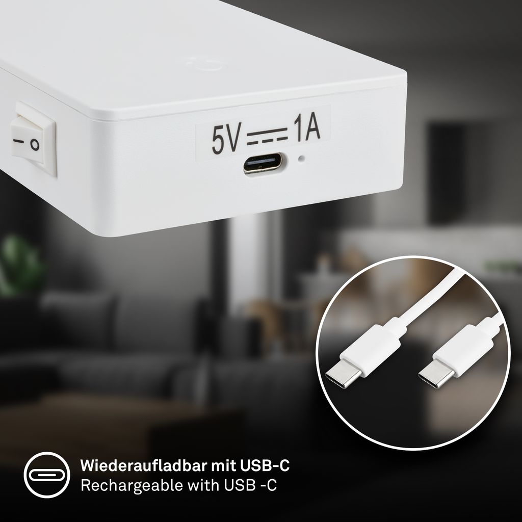 Cielo Leselampe - 2W, 200lm, LED, Akku, Dimmbar, Touch, ohne Stromanschluss, Weiß