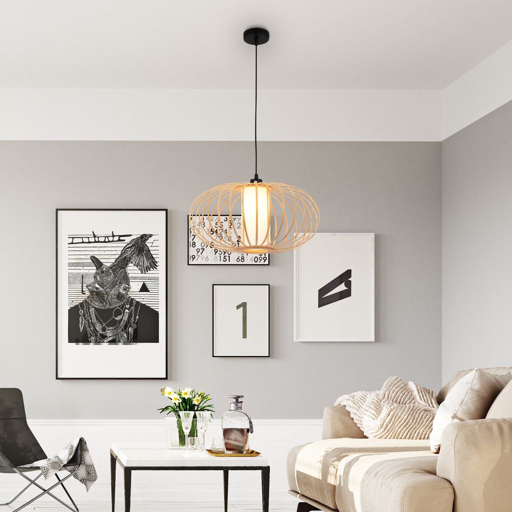 Pendelleuchte, 120 cm, 1x E27, max. 10W, holzfarben