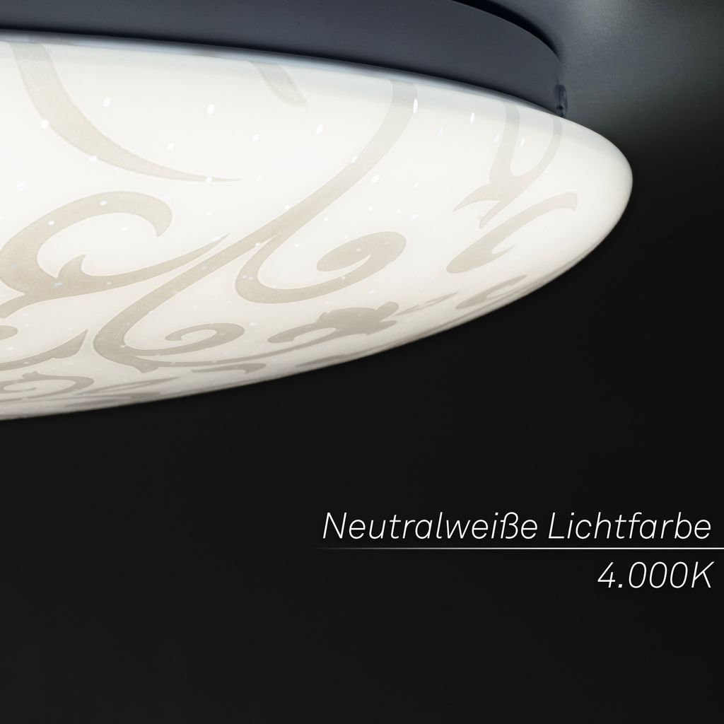 Nebo Deckenleuchte Ø38 cm - 20W, 2400lm, LED, Sternenhimmel, Neutralweiß, Weiß, Forales Muster