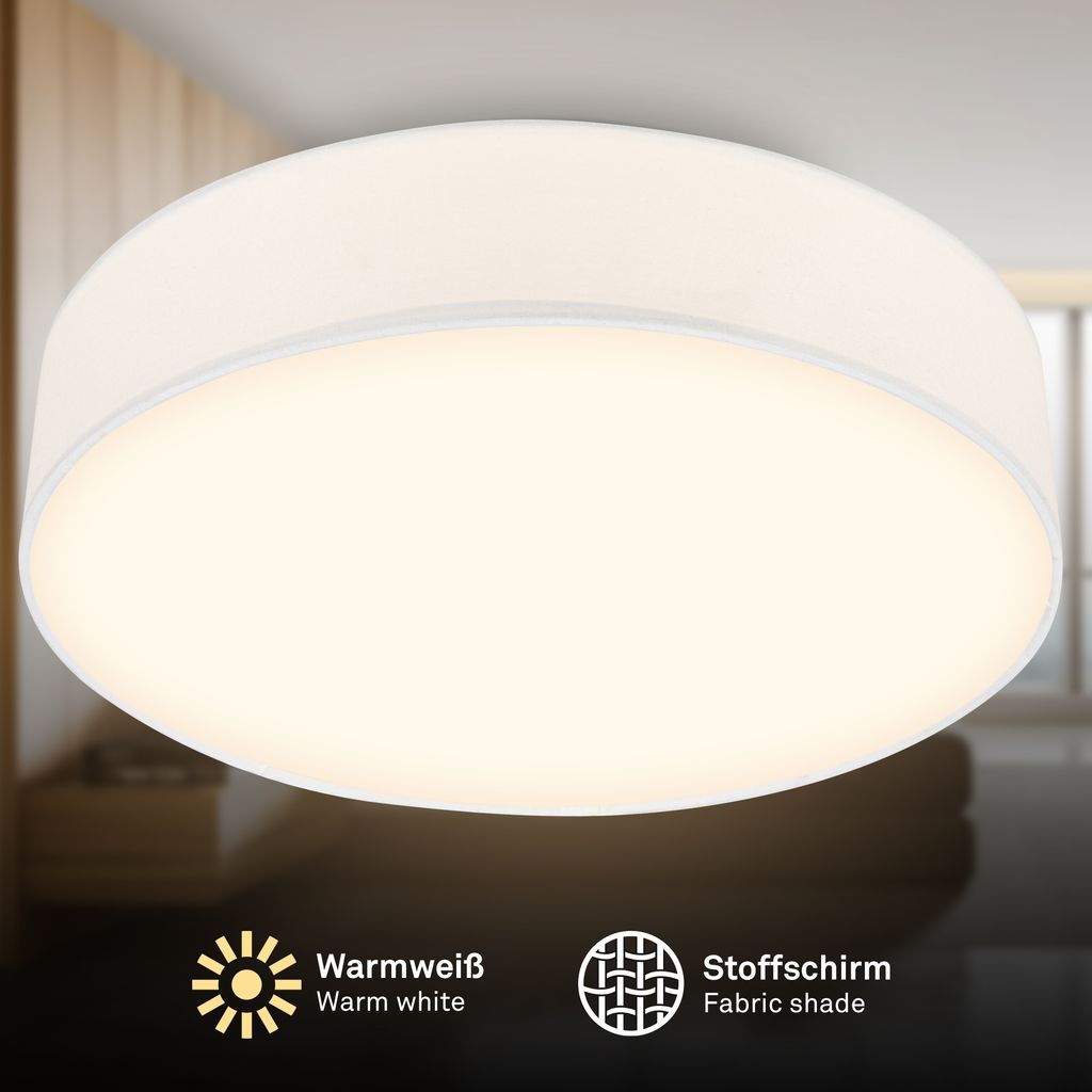 Duck Deckenlampe Ø38 cm - 24W, 2600lm, LED, Warmweiß, Stoffschirm, Weiß