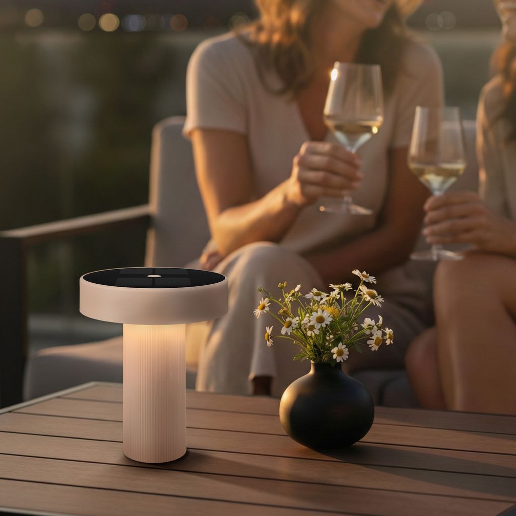 Poga Tischlampe - 1W, 150lm, Kabellos, LED, Dimmbar, Solar, Beige