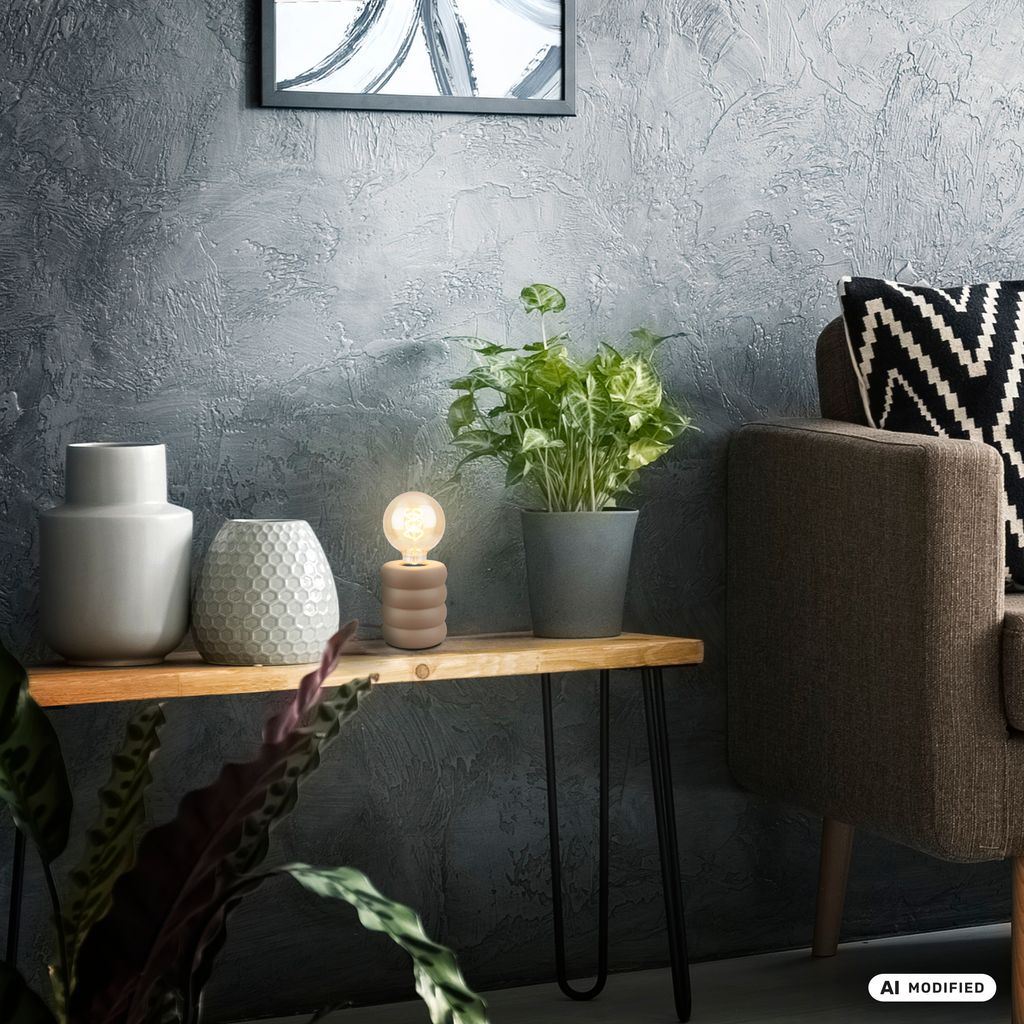 Foam Tischlampe - mit Schalter, Keramik, E27 Fassung, Macchiato