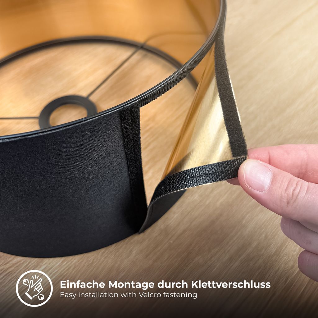 Stehlampe - Schalter, schwenkbar, Stoffschirm, E27 Fassung, Schwarz