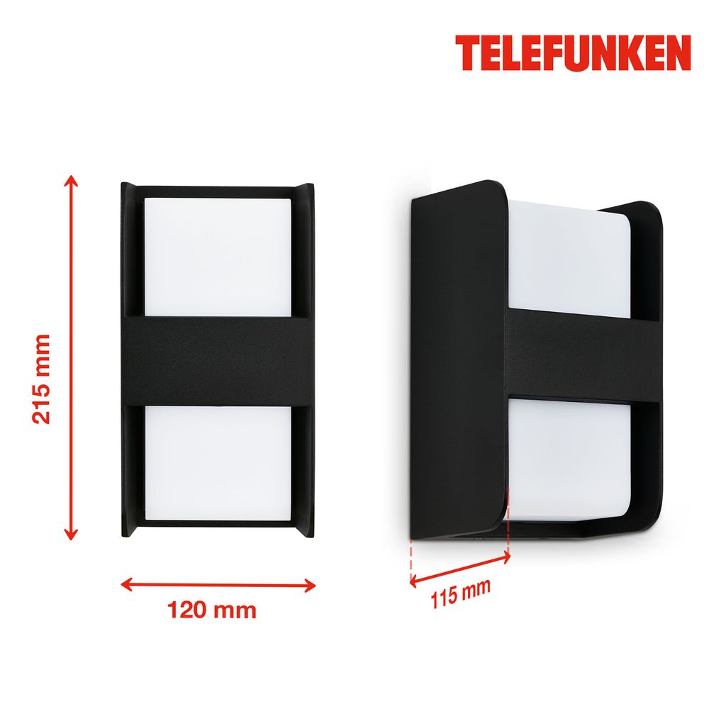 TELEFUNKEN Luminaire d'extérieur 21,5 cm 1x exkl. E27 60W noir