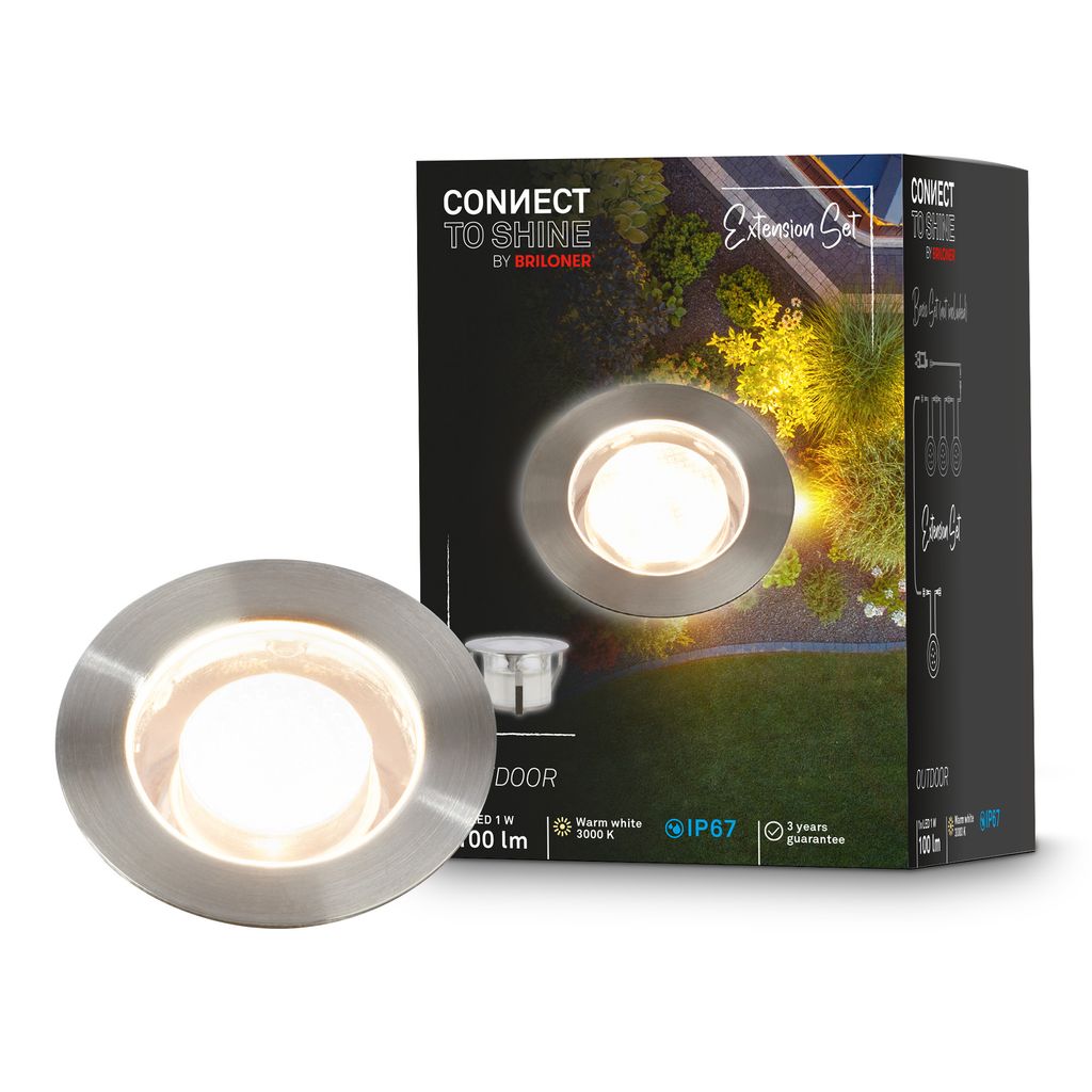 Connect to Shine Extension Padouk In-ground Spotlight - 1W, 100lm, LED, Warm White, Stainless Steel