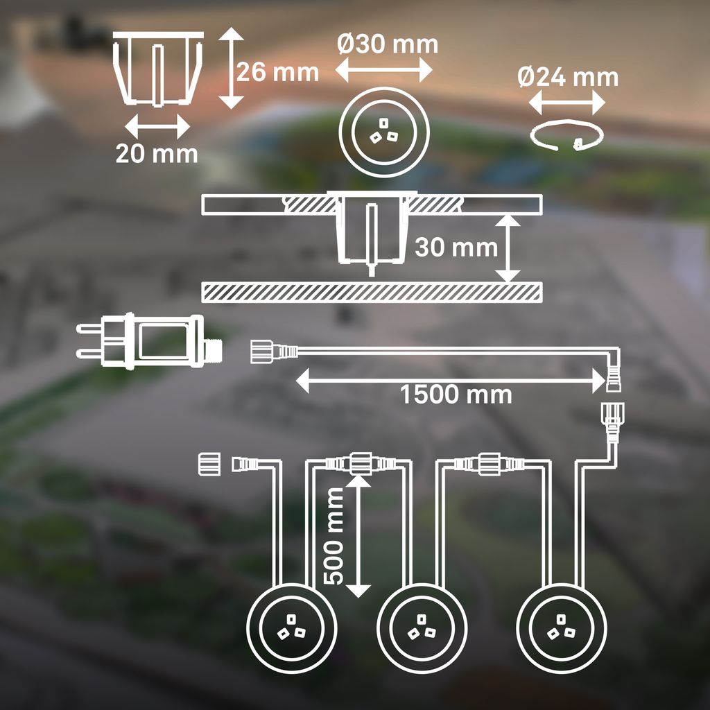 CONNECT TO SHINE Starterset Kebony mit 3er Set LED Bodeneinbaustrahler IP67 21