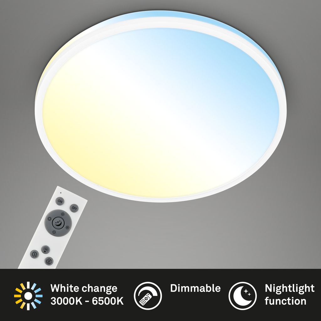Briloner Pulup LED Deckenlampe, Dimmbar, Fernbedienung, Weiß