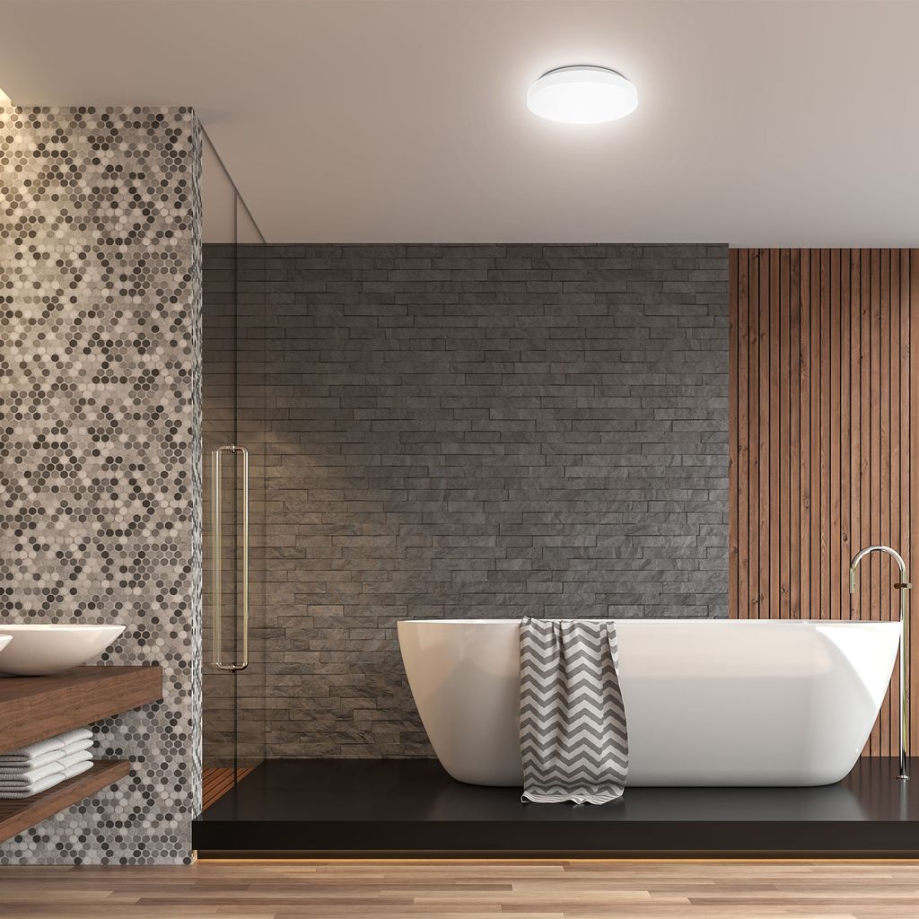 B.K.Licht LED Bathroom Ceiling Light, Built-in 10W LED Board, 900Lm, Neutral White 4000K, Ø8.6in/22cm, IP44 Splash Water Protection, Modern Light Fitting, Flush Mount Ceiling Lamp