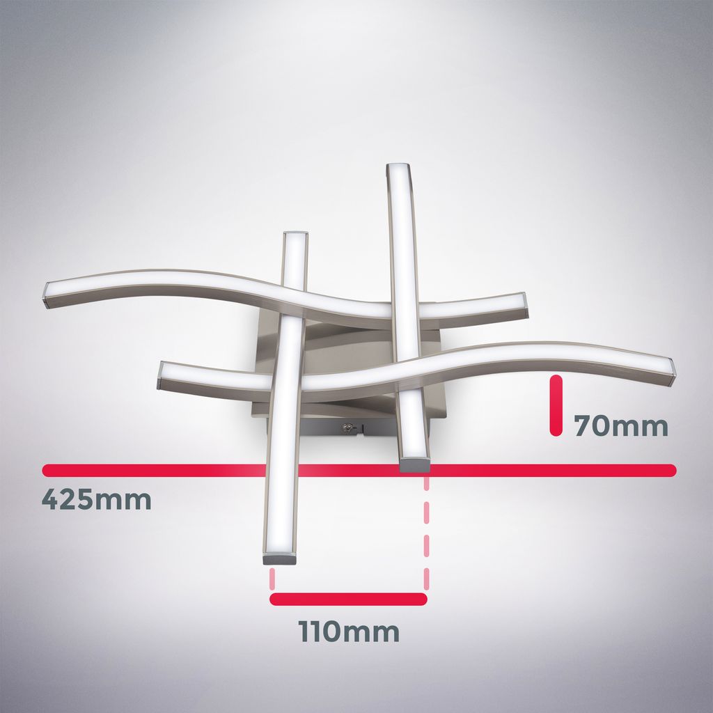 B.K.Licht Elegant Curved Design LED Ceiling Light, 4 Built-in LED Boards Included, 17W 1.520Lm, Neutral White Light 4000K, Modern Ceiling Fixture for Living Rooms and bedrooms 230V IP20