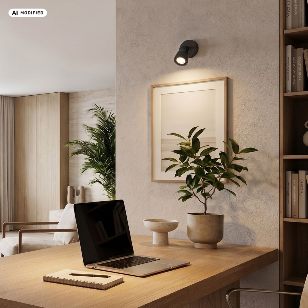 Riff Wandlampe Ø8 cm - 3,5W, 400lm, LED, Schwenkbar, Warmweiß, Schwarz