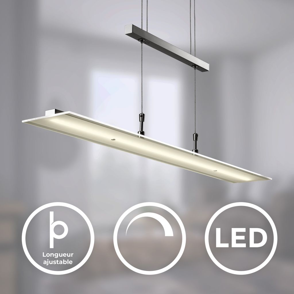 Pendelleuchte - 16W, 1750lm, LED, höhenverstellbar, dimmbar, warmweiß, matt-nickel